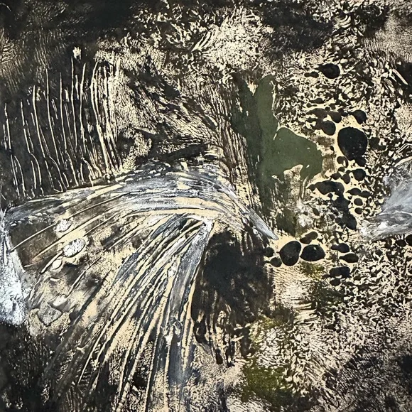 Original Acrylic Painting Black, Gold and White
